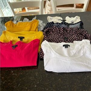 8 Ann Taylor/Loft Women's Short/long Sleeve Tops - White,Pink,Yellow,navy& print